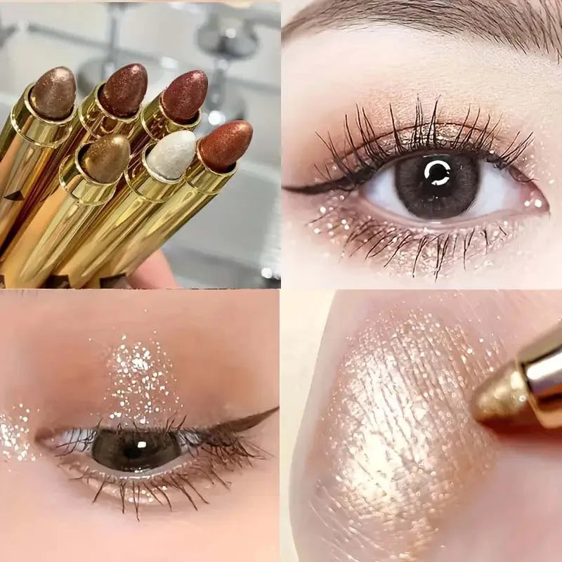 6pcs Highlighter Eyeshadow Pencil Shimmer Glitter Contouring Double-headed Eyeshadow Stick Lazy Eyeshadow Makeup