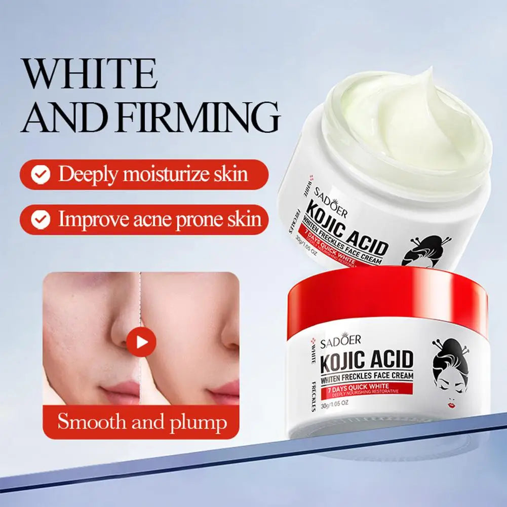 SADDER Kojic Acid Face Cream for Dark Spots Freckles Skin Care with Vitamin C, Whitening Treatment, Overnight Repair Moisturizer