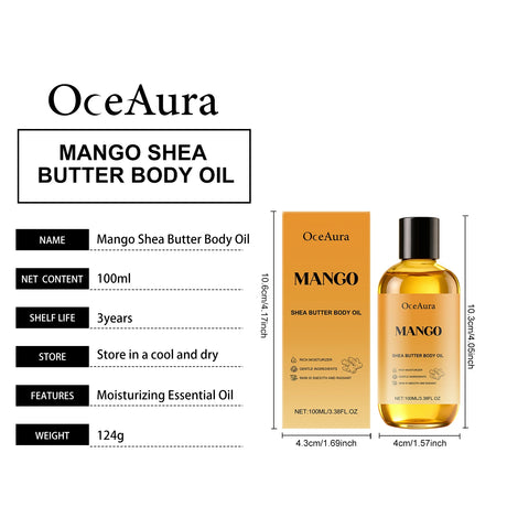 Mango Shea Butter Body Oil Soften Rough Skin Improve Skin Condition Long-Lasting Hydration Fresh Fragrance SPA Massage Skin Oil