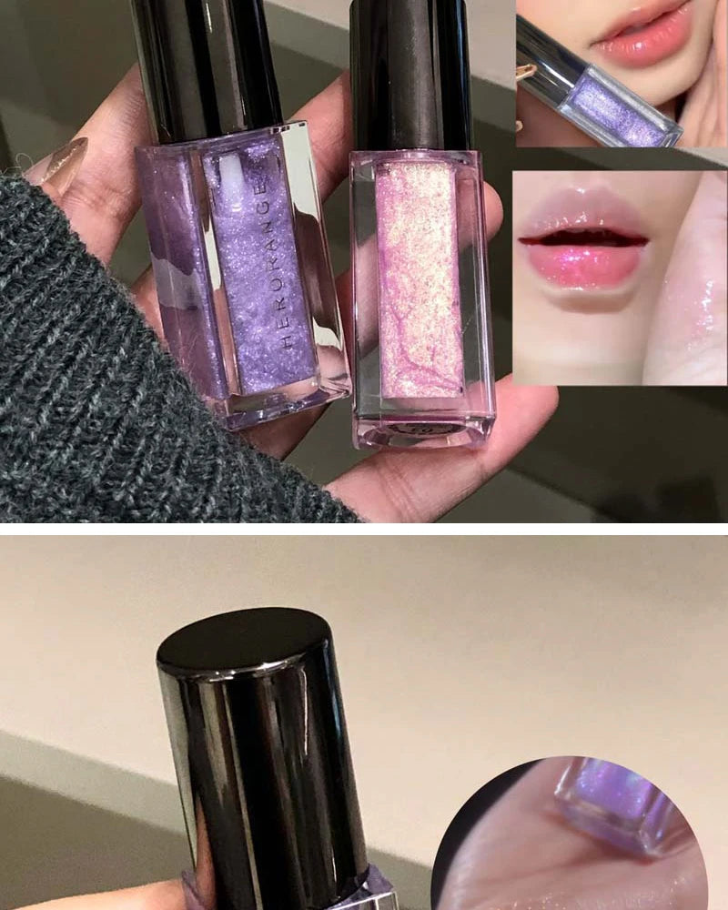 HERORANGE Glittering Mirror Lip Glaze, Watery Shimmering Light Lip Gloss Makeup 6 Colors, Hydrating Moisturizing, Long Lasting