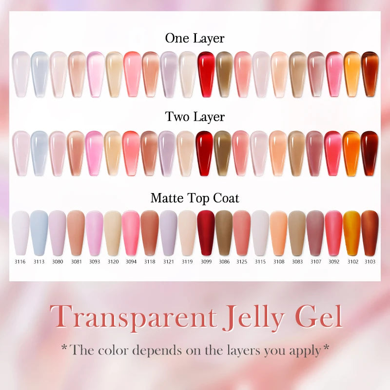Clou Beaute Translucent Jelly Nude Pink Nail Gel Polish 15ml Vernis Semi Permanent Gel Colorful Varnish Nail Art Manicure Gel