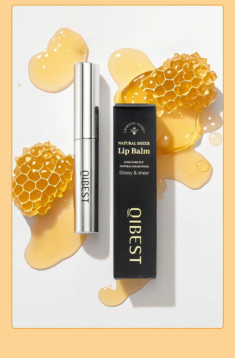 QIBEST Honey Lipstick Nourishing Lip Balm Moisturizing Tinted Lip Plumping Balm Smooth Enhancing Natural Color Lip Care Makeup