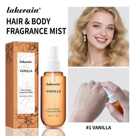 Vanilla & Rose Fragrance Mist Perfume Long Lasting Refreshing Portable Body Spray Gentle Natural Aroma for Women Daily Dating Tr