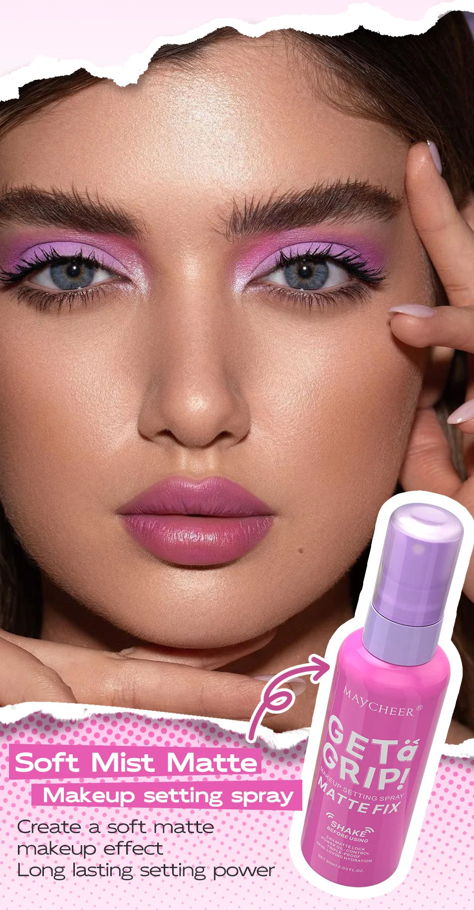 MAYCHEER Setting Spray Soft-focus Mist Matte Waterlight Oil Control Non-Smudging Non-Tight Waterproof 24H Long-lasting Cosmetics