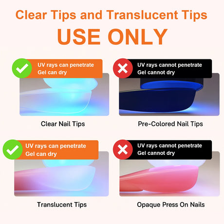 TWOING 8g Clear Solid Nail Tips Gel Long Lasting Strong Adhesion UV/LED Building Gel for Nails Home Salon Manicure DIY Design