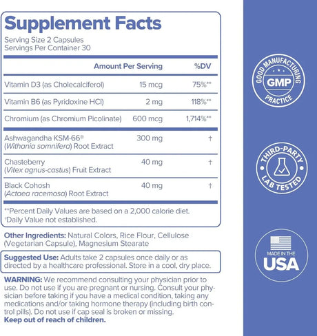 Women’s Vitamin Capsules with Vitamin D3 B6 Daily Wellness Support Hormone Balance Formula Vegan Supplement 60 Capsules