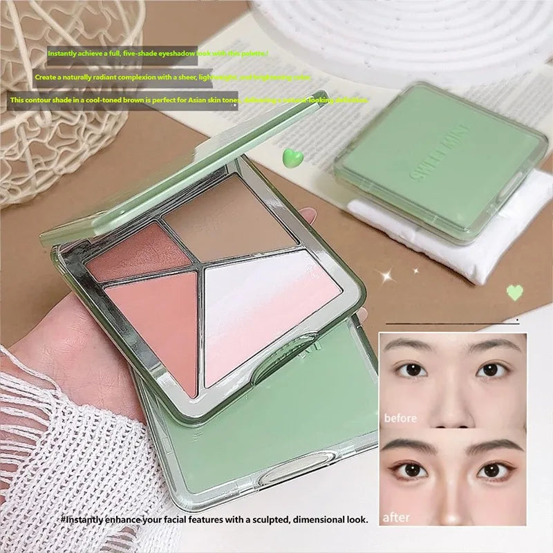 All-in-One Contour Palette Makeup Pearlescent Highlighter&Matte Nose Shadow Shimmer Sculpt&Define Beauty Natural Finish Cosmetic
