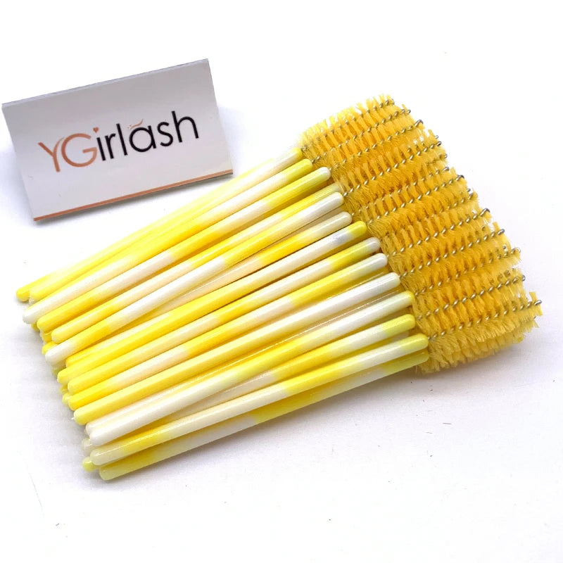 YGirlash 50Pcs Lash Swans Crystal Eyelash Applicator Disposable Diamond Handle Nylon Mascara Wands Brush Cosmetic Tools