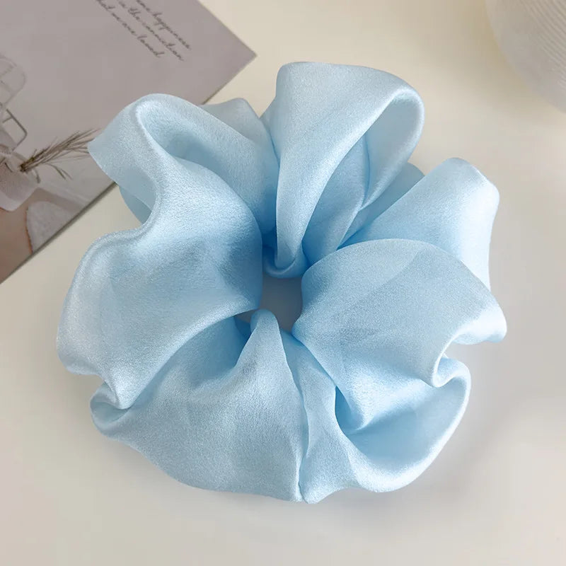 Retro French Large Hair Scrunchies Solid Color Headbands Spring/Summer Sweet Head Rope Female Tie Hair Rubber Bands for Womens