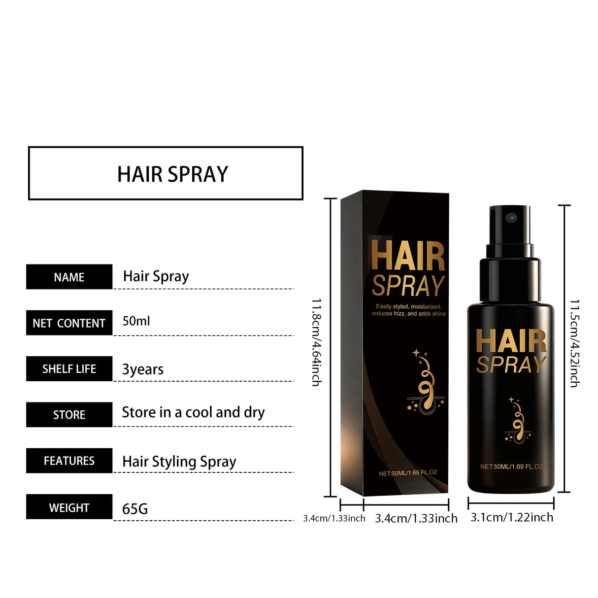 Hair Styling Spray Strong Hold Enhance Luster Non-greasy Quick-Dry Moisturizing Thickening Volumizing Natural Hair Holding Mist