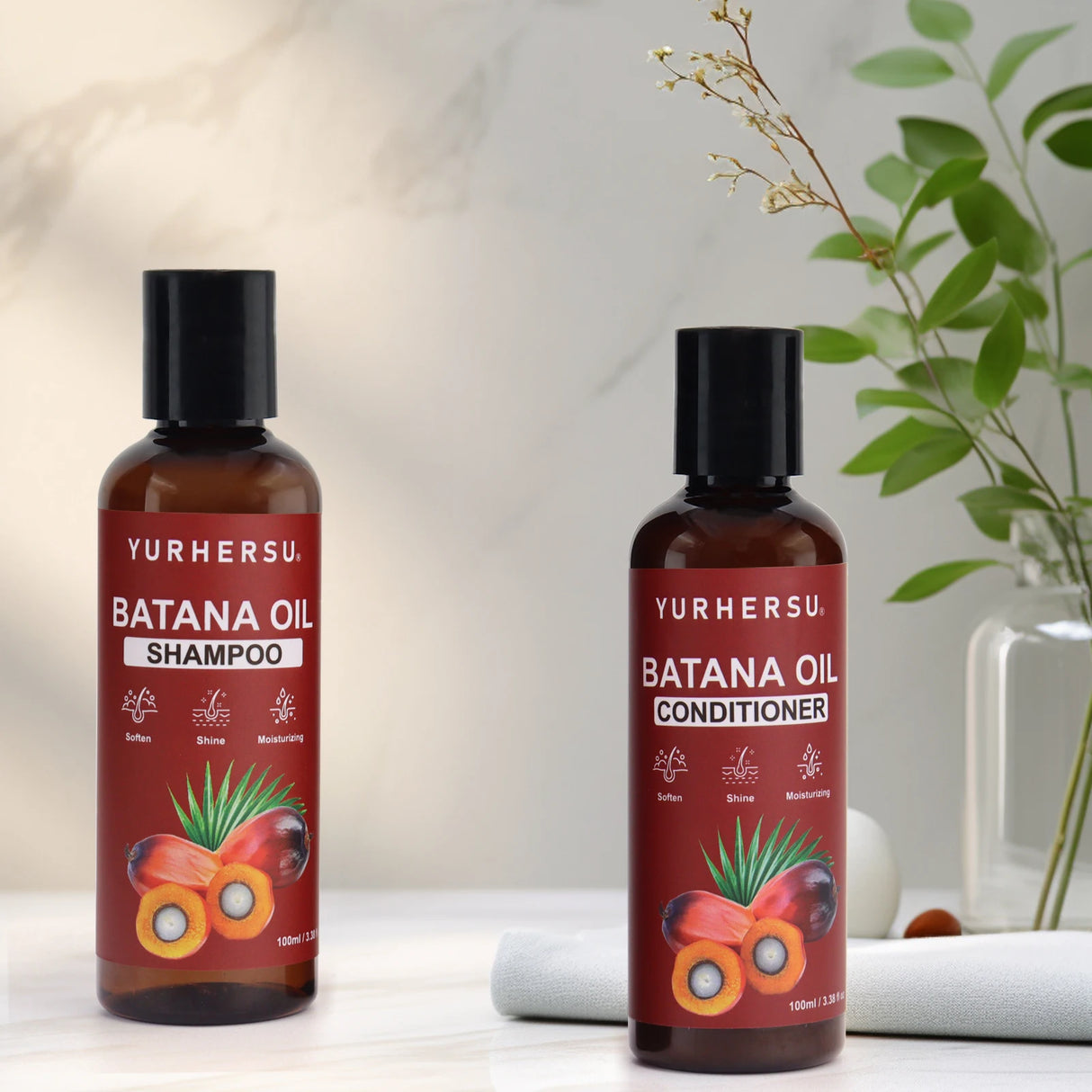 Batana Oil Shampoo & Conditioner Set Natural Batana Extract Deep Nourish Smooth Frizzy Split Ends Boost Soft Shiny Hair Gentle Hydrating Scalp Care Kit For Curly Straight Color Treated Hair Men Women Daily Use