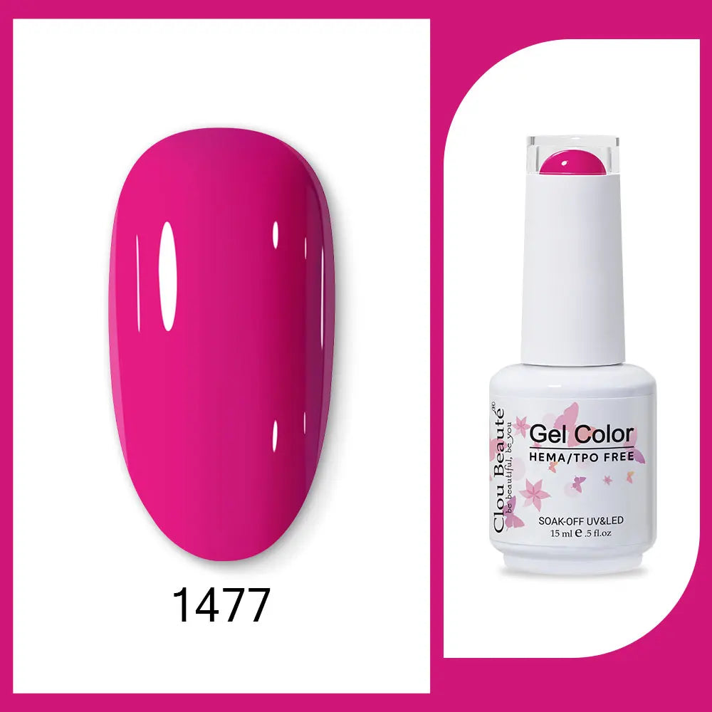 Clou Beaute Gel Color Hema TPO Free 15ml Gel Nail Varnish Soak Off UV Gel Polish Nail Art Manicure Lacquer Nail Art Jelly Gel