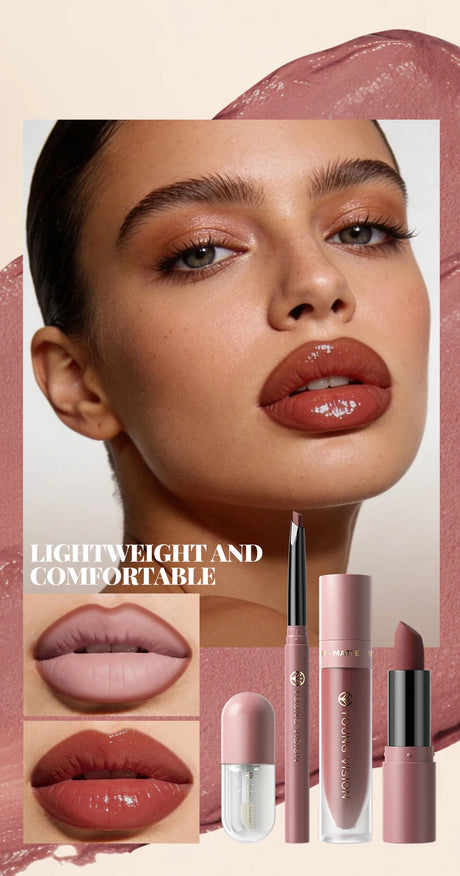 4pcs/10pcs/set Nude Lip Gloss Matte Velvet Lipstick Waterproof Long-lasting Liquid Lipstick Women Moist Lip Tint