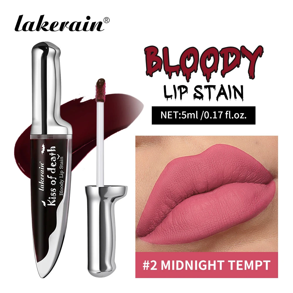 Lakerain Fake Bloody Lip Stain Gel-like Waterproof Spill-proof Long Lasting Matte Lip Tinting Halloween Party Lip Cosmetics