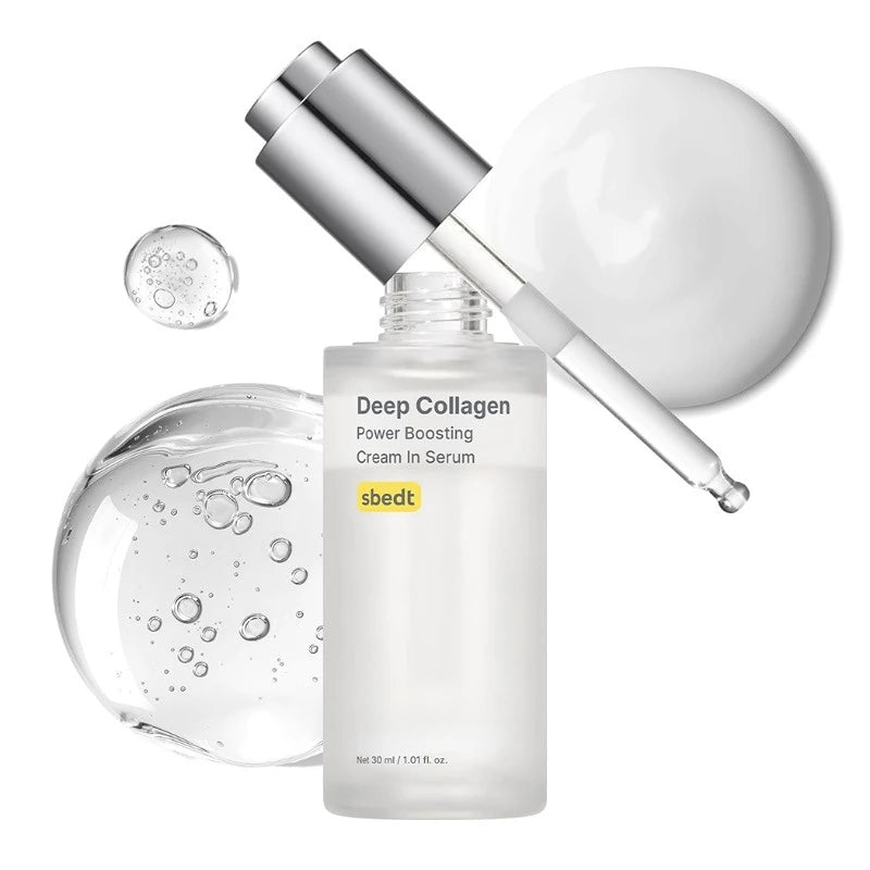 Korean Deep Collagen Skin Care Set - Silk Peptide Ampoule,Power Boosting Cream In Serum Retinol Capsule Brightening Moisturizing