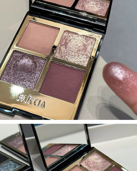 Faiccia 4-Color Mojito Eyeshadow Palette - Earth Pink Brown, Glitter Matte, Brightening, Perfect for Daily & Party Looks