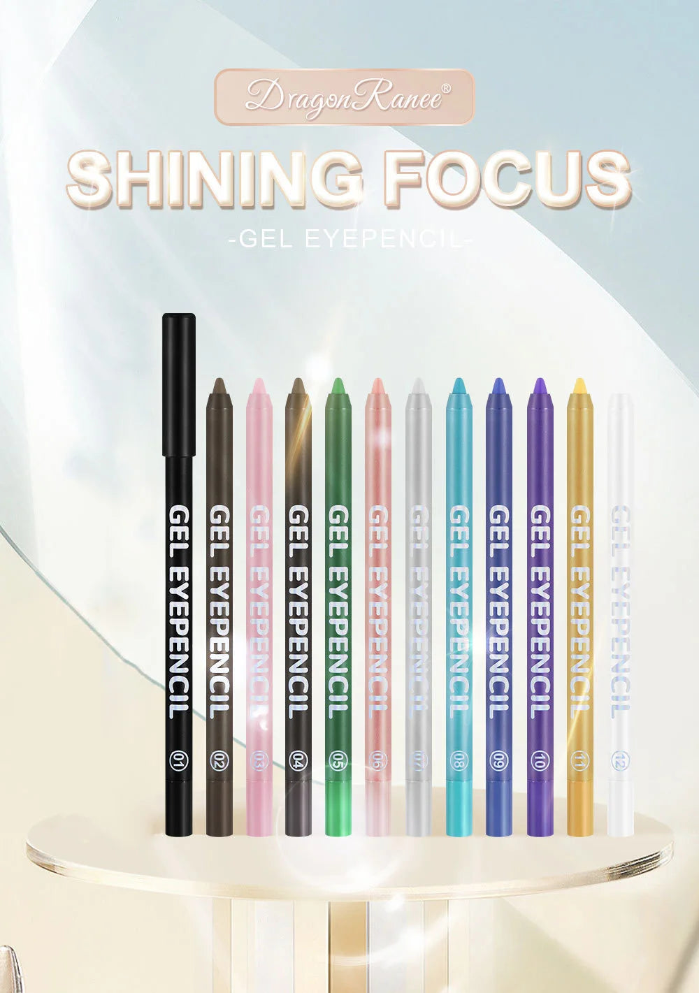 12 Colors Shine Pearlescent Eyeliner Pencil Waterproof Lasting Matte White Black Brown Smooth and Easy To Color Eyeliner Gel Pen