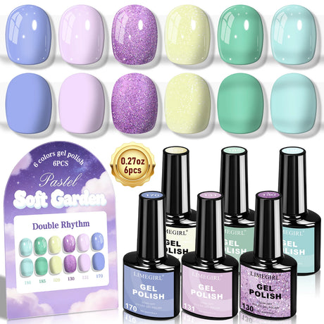 LIMEGIRL 6pcs/set Gel Nail Polish Ice Cream Color Vernis Semi-Permanent UV Gel Nail Art Varn Nail Polish Gel kit