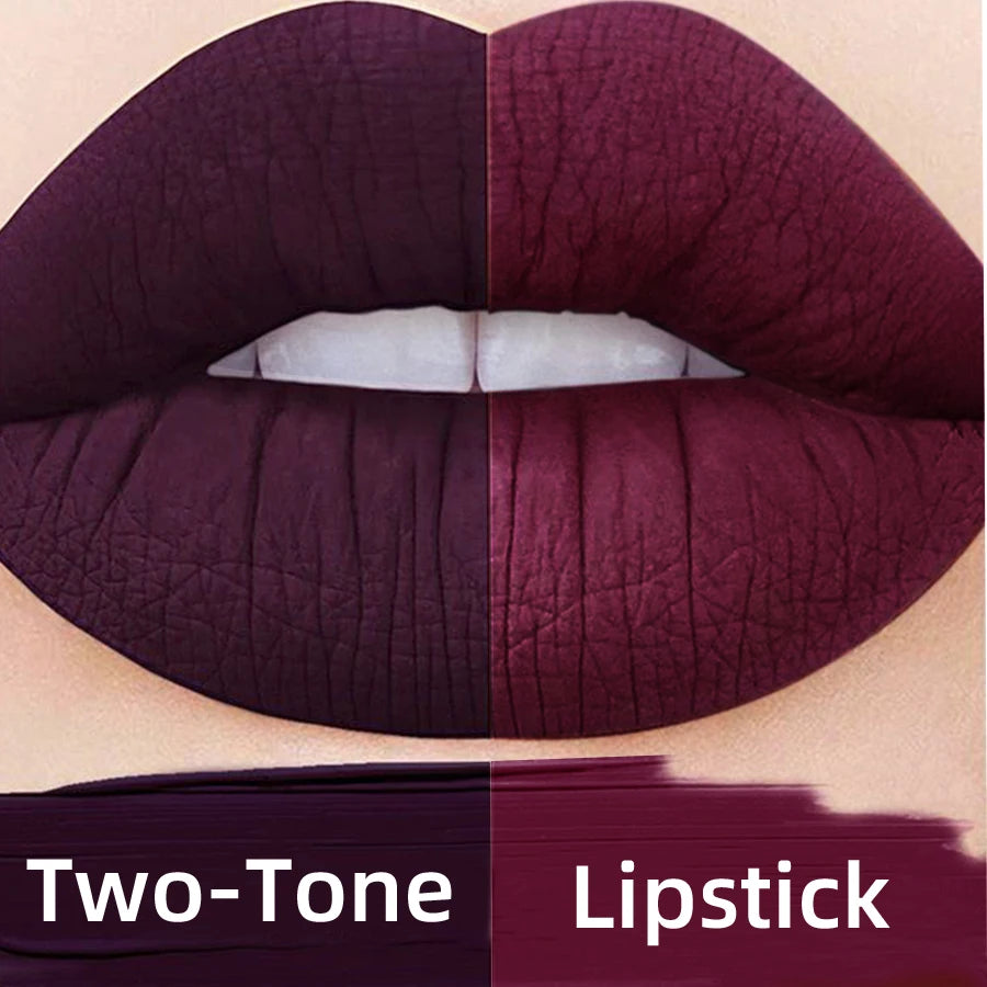 1PC Two-tone Waterproof Velvet Nude Lipstick Sexy Purple Brown Pigments Makeup Long-lasting Professional Cosmetics for Women Lip