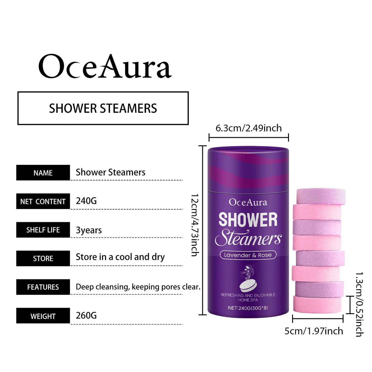 Rose Lavender Aromatherapy Shower Steamers Tablets Home Spa Relax Body Mental Relaxation Bath Products Shower Steamers Tablets