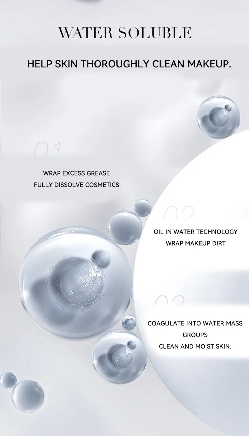 GECOMO Hyaluronic acid makeup remover-3-in-1 Eye, Lip, and Face Cleanser,Gentle, Suitable for Sensitive Skin, Pump Bottle