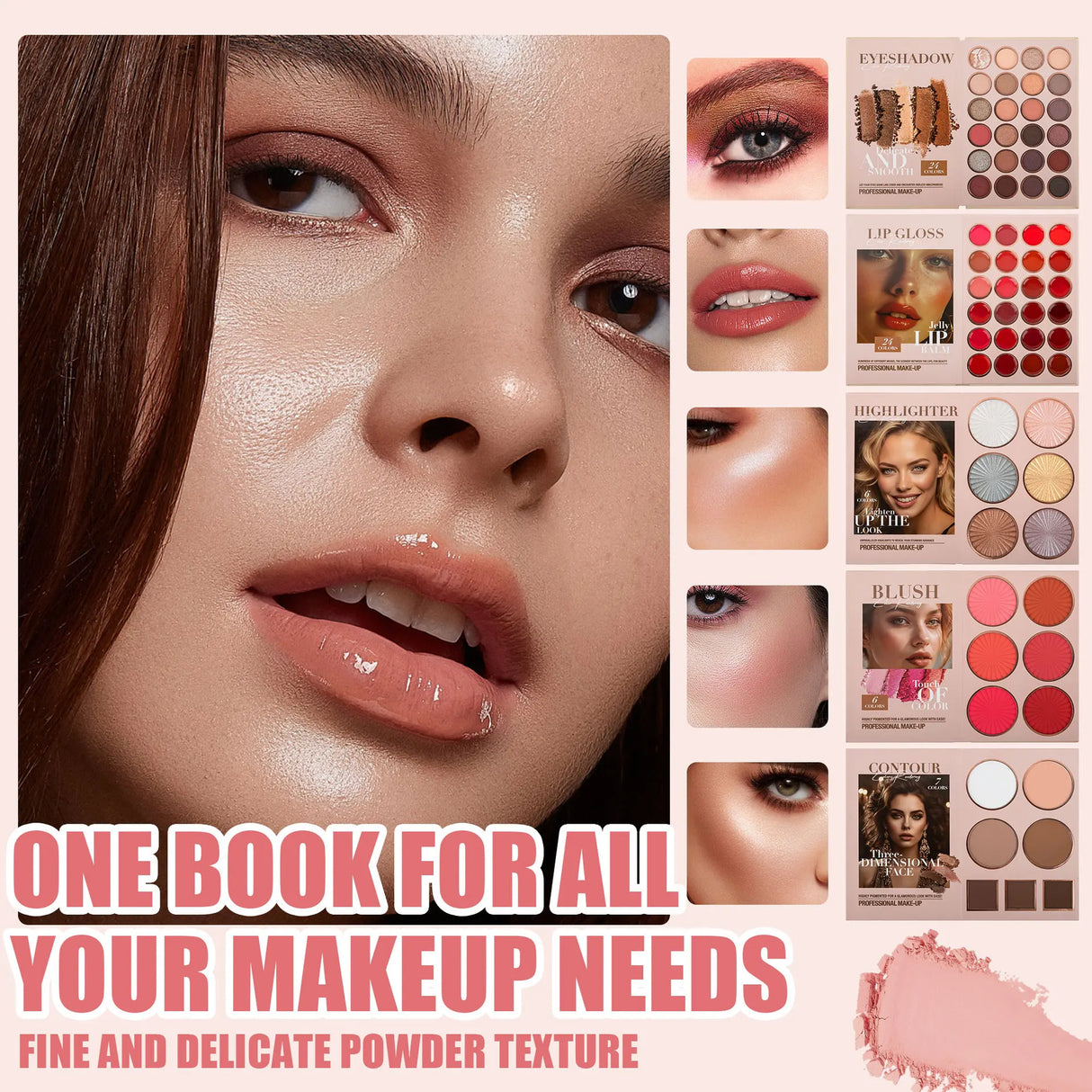 Eye Shadow Palette Five-page Flipbook Matte Pearlescent Lasting Non-smudge Multi-function Blush Contouring Highlighter Makeup