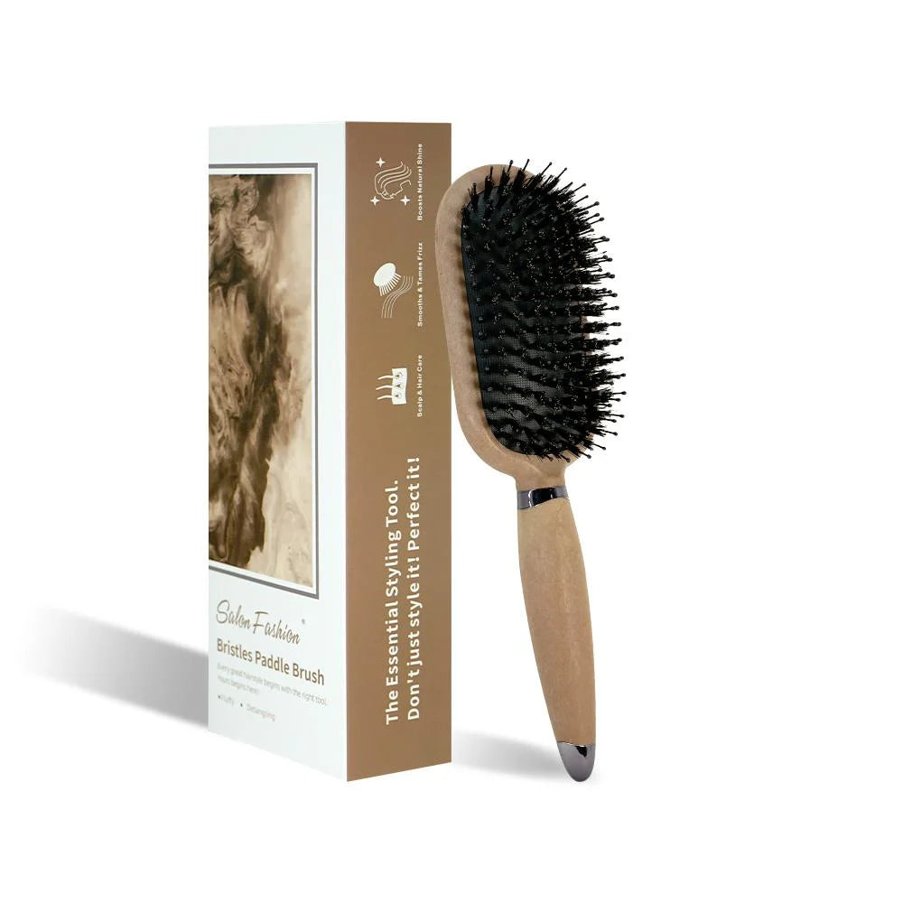 1PC Boar Bristle Detangling Hair Comb Hollow Out Hair Brush Anti-Static Scalp Massage Hairbrush Salon Styling Tools For Gifting