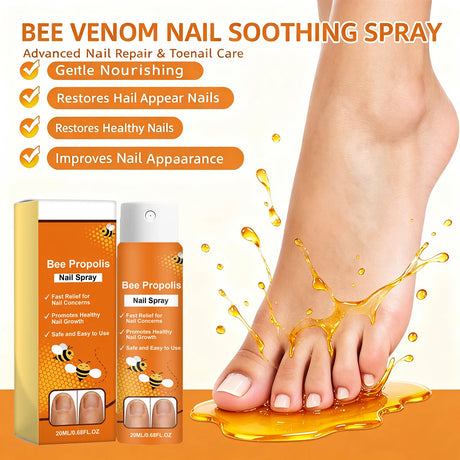 Bee Venom Nail Soothing Spray Nail Repair Treatment for Damaged&Discolored Toenail Moisturizing Nourishing Care for Brittle Nail