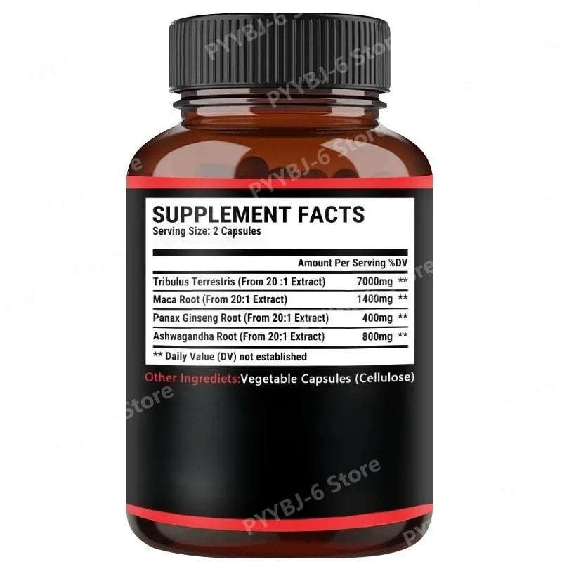 Tribulus Terrestris + Maca Root Extract Supplement Supports Energy Vitality Natural Herbal Health Non-GMO 90 Vegan Capsules