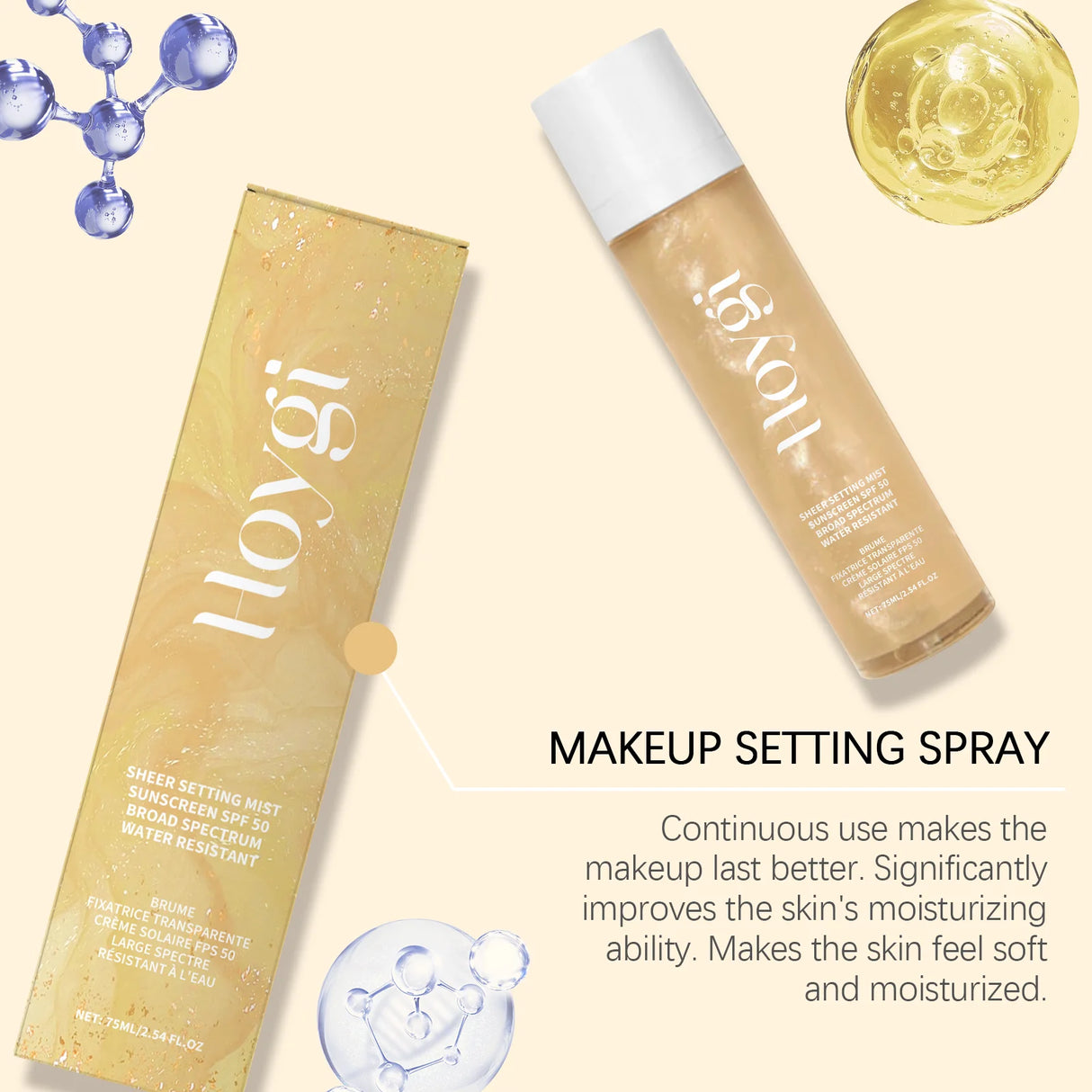 Spf 50+ Makeup Setting Spray Oil Control Natural Refreshing Waterproof Lasting Makeup Fixer Sun Protection Face Mist Cosmetics
