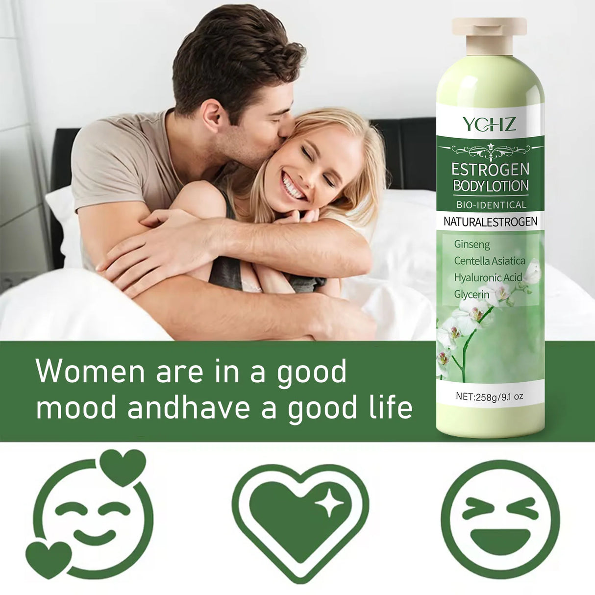 Women's Mood Care Cream, Female Estrogen Cream, Body Care Cream, Body Harmony, Alcohol-Free, Pleasant Fragrance, Suitable for All Skin Types, Made with Natural Ingredients