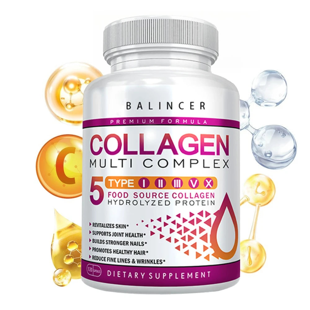 Multi Collagen Supplement - Skin Care Capsules, Firming Skin, Promoting Hair and Nail Growth, Anti-oxidant