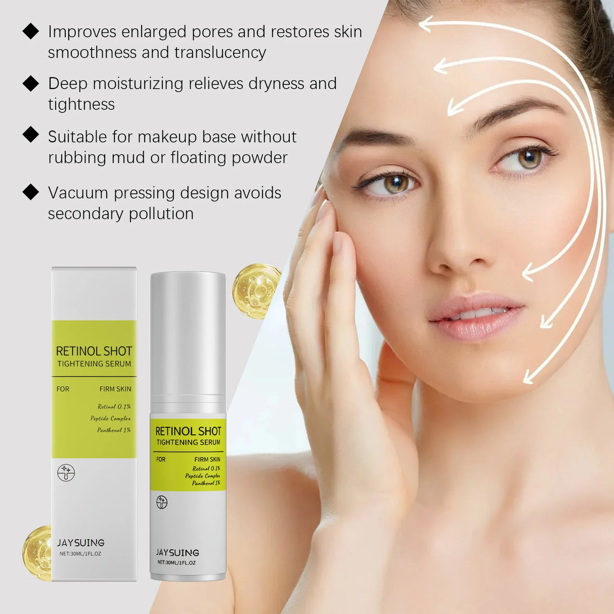 Retinol Firming Serum Anti-Wrinkle Shrink Pores Reduce Redness Sensitivity Brighten Skin Relieve Dryness Nourishing Face Essence