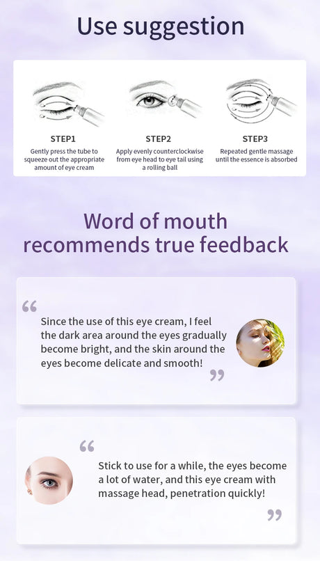 O'CHEAL Anti Wrinkle Anti Dark Circle Eye Cream Roller Massager Moisturizing Eye Bags Anti Aging Hyaluronic Acid Eye Skin Care