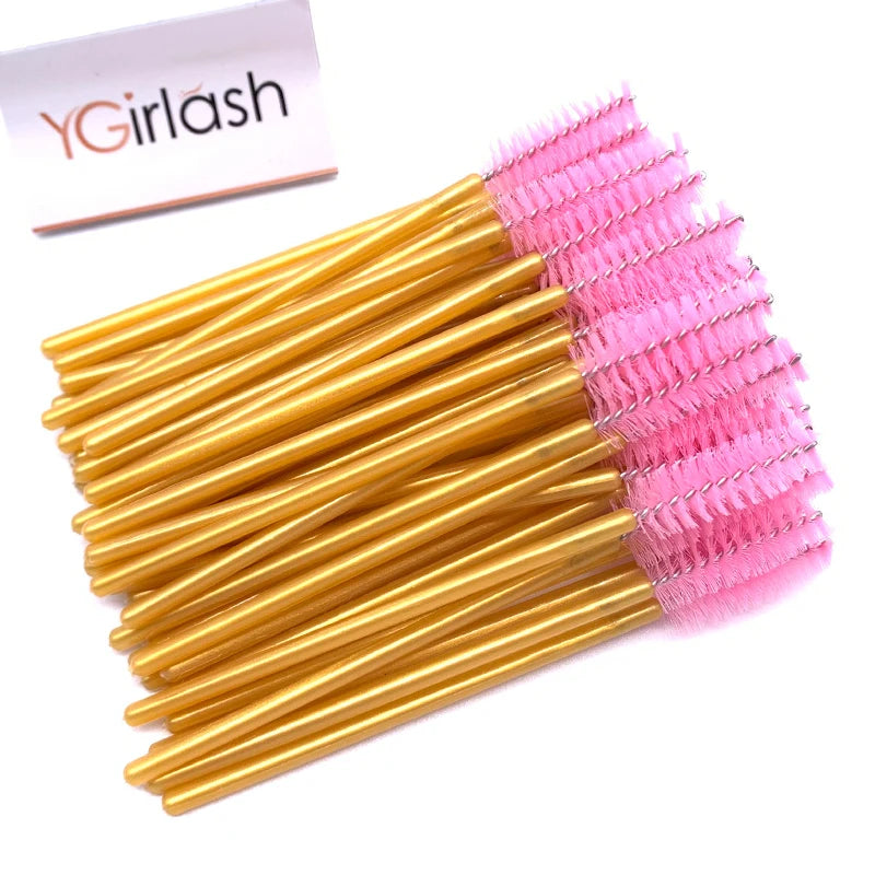 YGirlash 50Pcs Lash Swans Crystal Eyelash Applicator Disposable Diamond Handle Nylon Mascara Wands Brush Cosmetic Tools