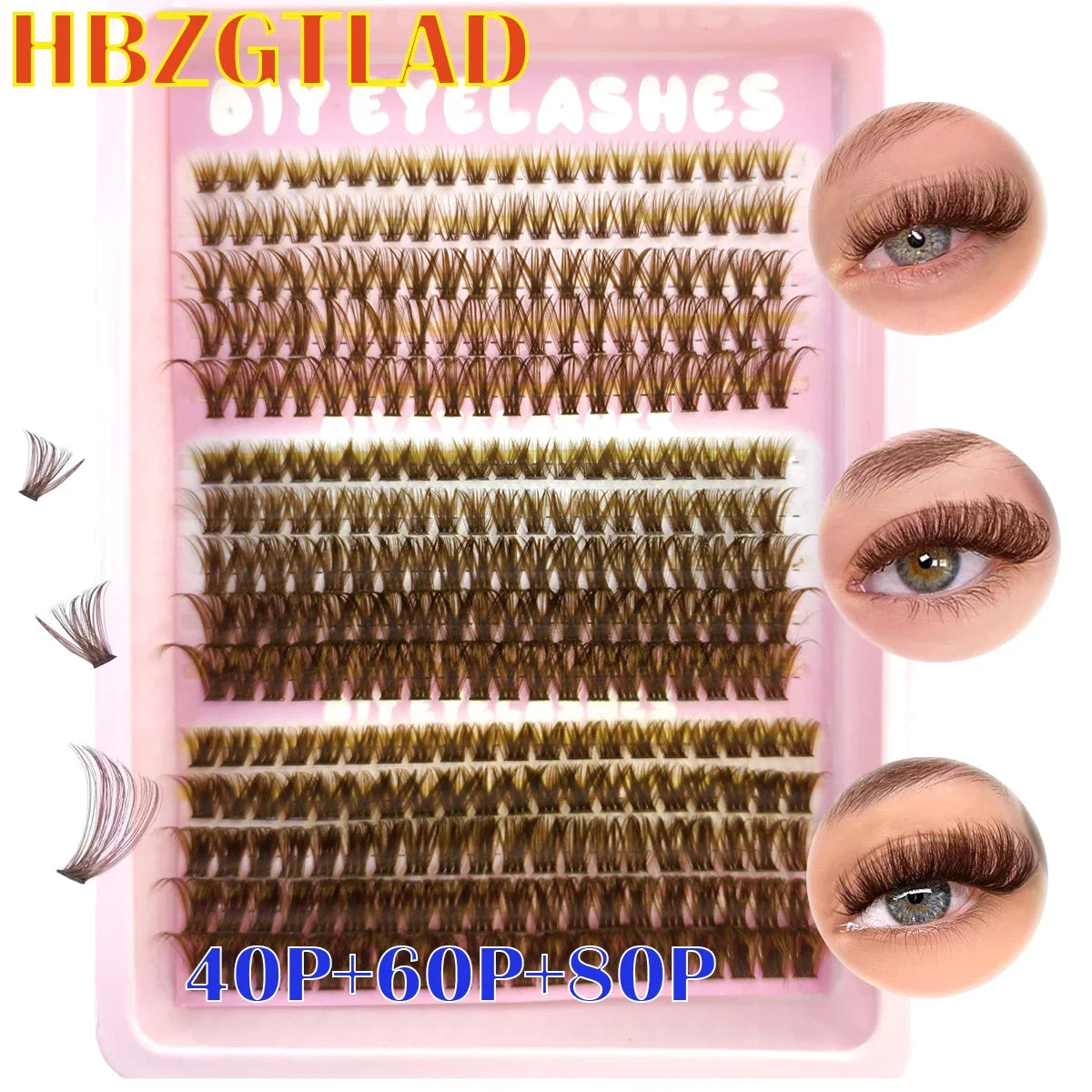 AMSDCN 40P-120Pnaturally 240 clusters Spikes Brown eyelash clustersfaux cils eyelash extensions Wispy Lashes