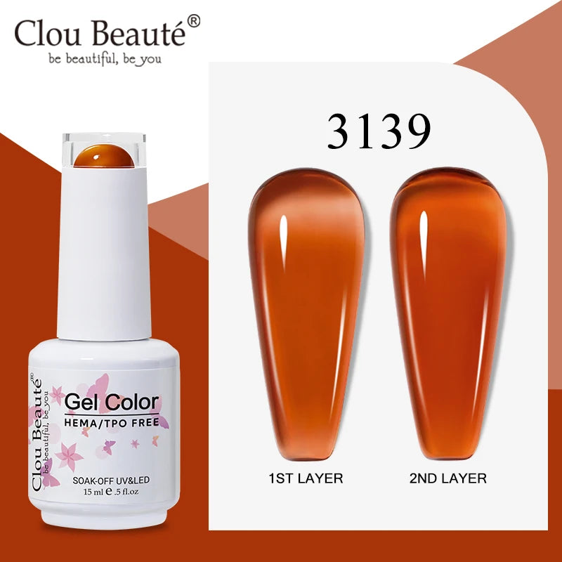 Clou Beaute Translucent Jelly Nude Pink Nail Gel Polish 15ml Vernis Semi Permanent Gel Colorful Varnish Nail Art Manicure Gel