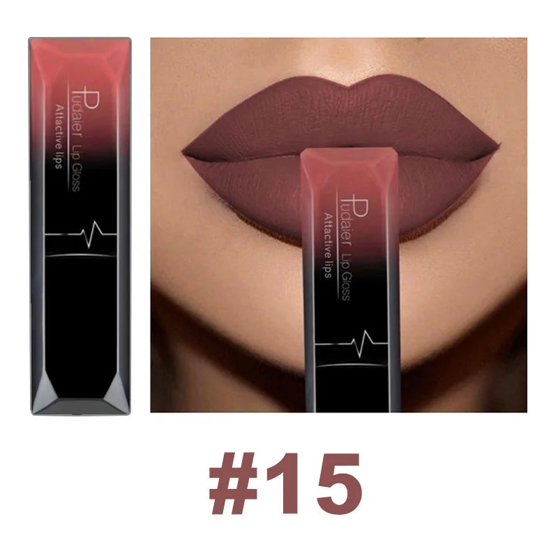 Pudaier 21 Color Lip Gloss Waterproof Matte Liquid Lipstick Moisturizing Lip Gloss Lip Makeup Beauty Cosmetics