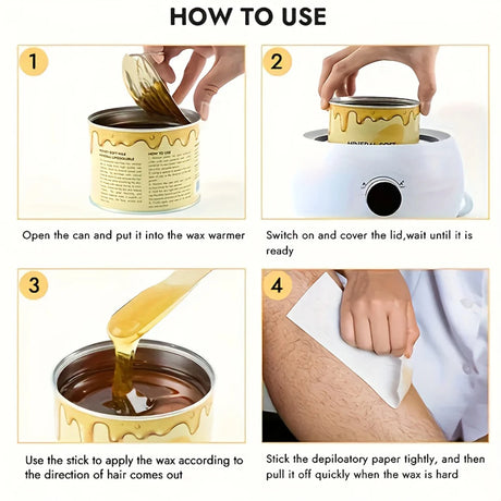 Viilife 450g Honey Depilatory Wax for Hair Removal Gentle Adhesion Easy Application Suitable for All SkinTypes Gentle Depilation