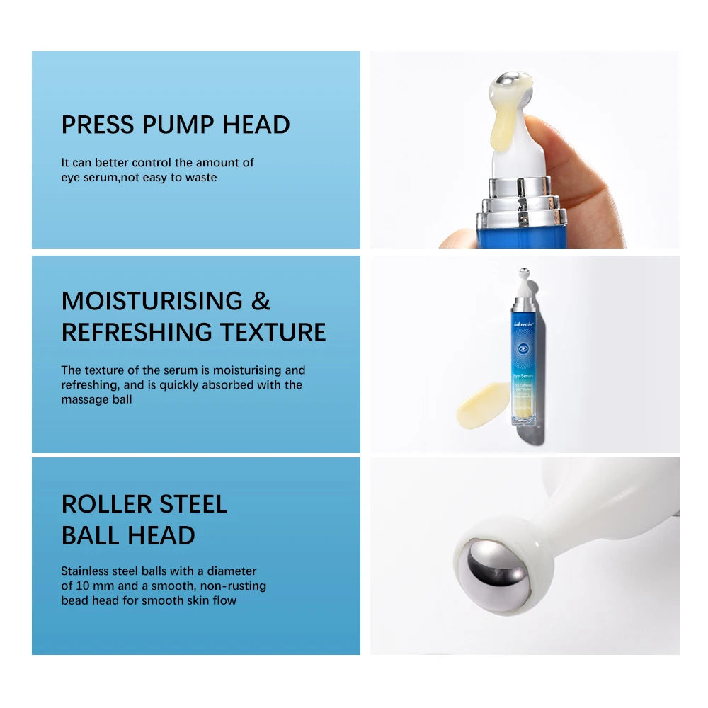 Anti-Wrinkle Eye Serum 5% Caffeine Eye Cream Eye Roller Ball Cream For Dark Circles Fades Fine Lines Remove Eye Bags 15ml