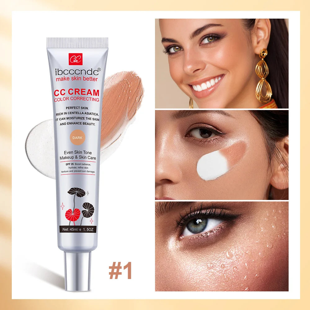 45ml Color Correcting CC Cream Facial Centella Asiatica Repair BB Cream Natural Concealer Whitening Liquid Foundation Cosmetics