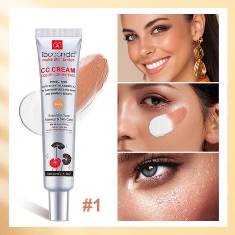 45ml Color Correcting CC Cream Facial Centella Asiatica Repair BB Cream Natural Concealer Whitening Liquid Foundation Cosmetics
