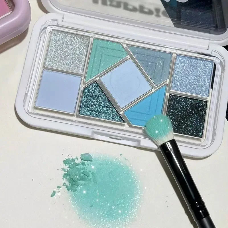 Mint diffuse pink blue small pink frame nine-color eyeshadow palette low saturation clear mint green pearl matte gentle pure des