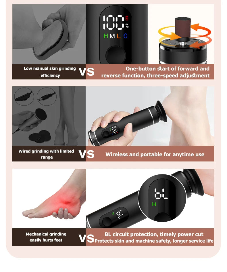 Aluminum Alloy 2-in-1 Electric Callus Remover And Food Grinder Hand Foot Care Tool Set with Gift Box