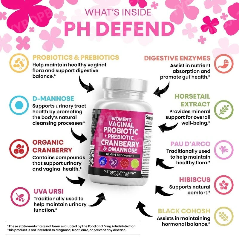Women Probiotic Capsules with Prebiotics & D-Mannose Nutritional Dietary Supplements and Daily Wellness Support 60count