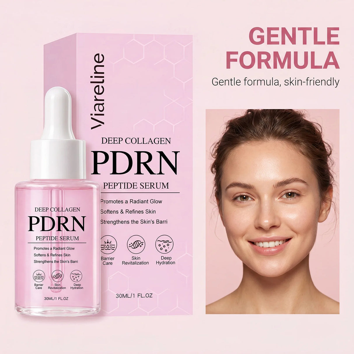 Collagen PDRN Peptide Serum For Barrier Repair Hydrating Revitalizing Anti Aging Formula Brightening Face Glow Treatment Essence