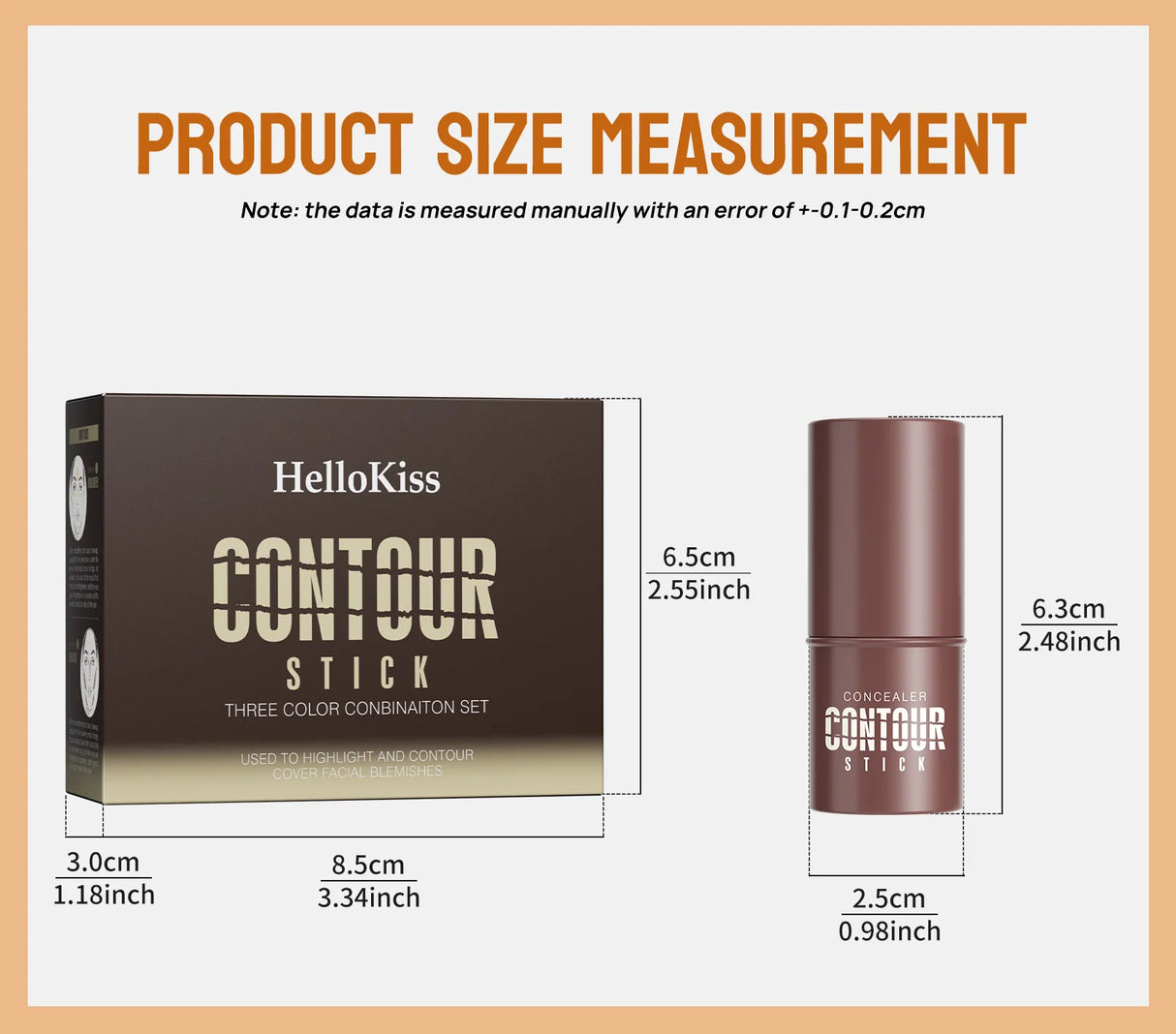 4-Piece Contour Stick Set with Highlighter, Blush & Bronzer Plus Golden Powder Brush - Waterproof Cream for All Tones, Shimmery.
