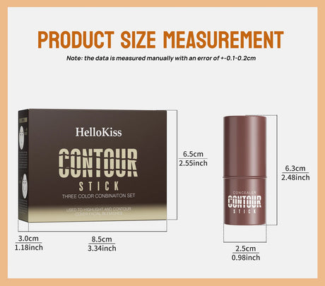 4-Piece Contour Stick Set with Highlighter, Blush & Bronzer Plus Golden Powder Brush - Waterproof Cream for All Tones, Shimmery.