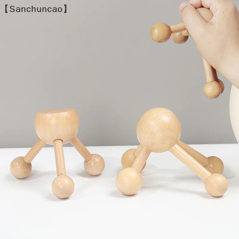 1 Pcs Neck Back 3/4-Leg Massage Roller Wooden Head Scalp Massager Octopus Claws Relax SPA Tools For Hair Growth Stress Relief