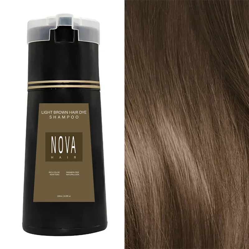 Nova Hair Dyeing Shampoo Hair Instant Dye 3-in-1 Shampoo Men Women Fluffy Oil Control Hair Care Products Nourish Hair Shampoo